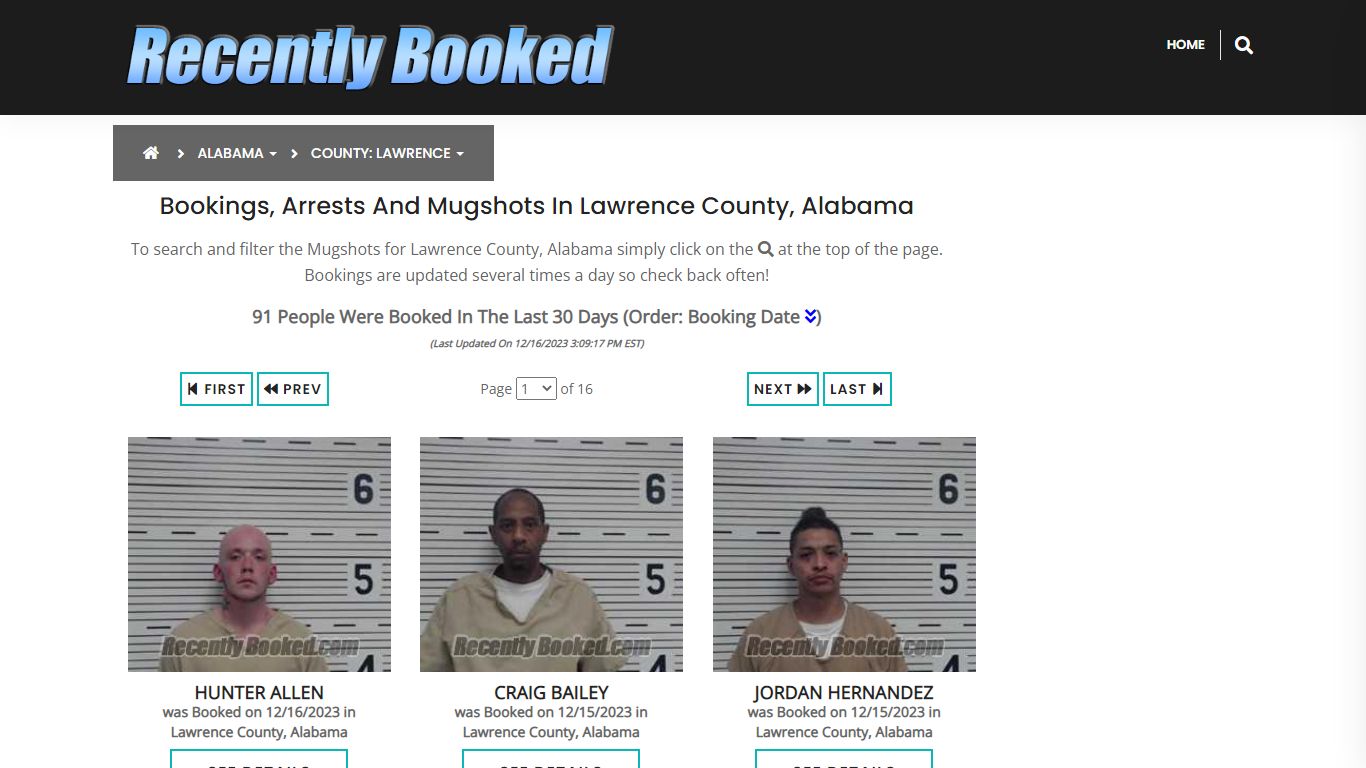Bookings, Arrests and Mugshots in Lawrence County, Alabama